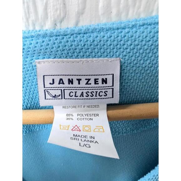 Vintage Jantzen Classic Turquoise Varsity Cardigan Pockets Preppy Size Large - Picture 3 of 6
